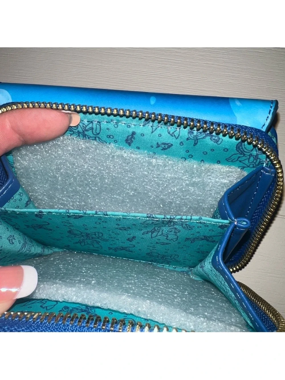 Loungefly NWT Pinocchio Coral Zip Wallet with Bright Coral Accents - Picture 5 of 6